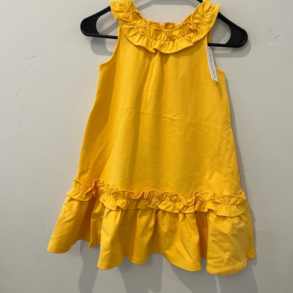 Janie and Jack Girls Yellow Dress size 7, NWT Ruffle Swing Dress - Picture 2 of 7